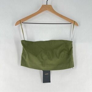 Vesper Olive Green Smooth Stretch‎ Strapless Crop Top Size 14